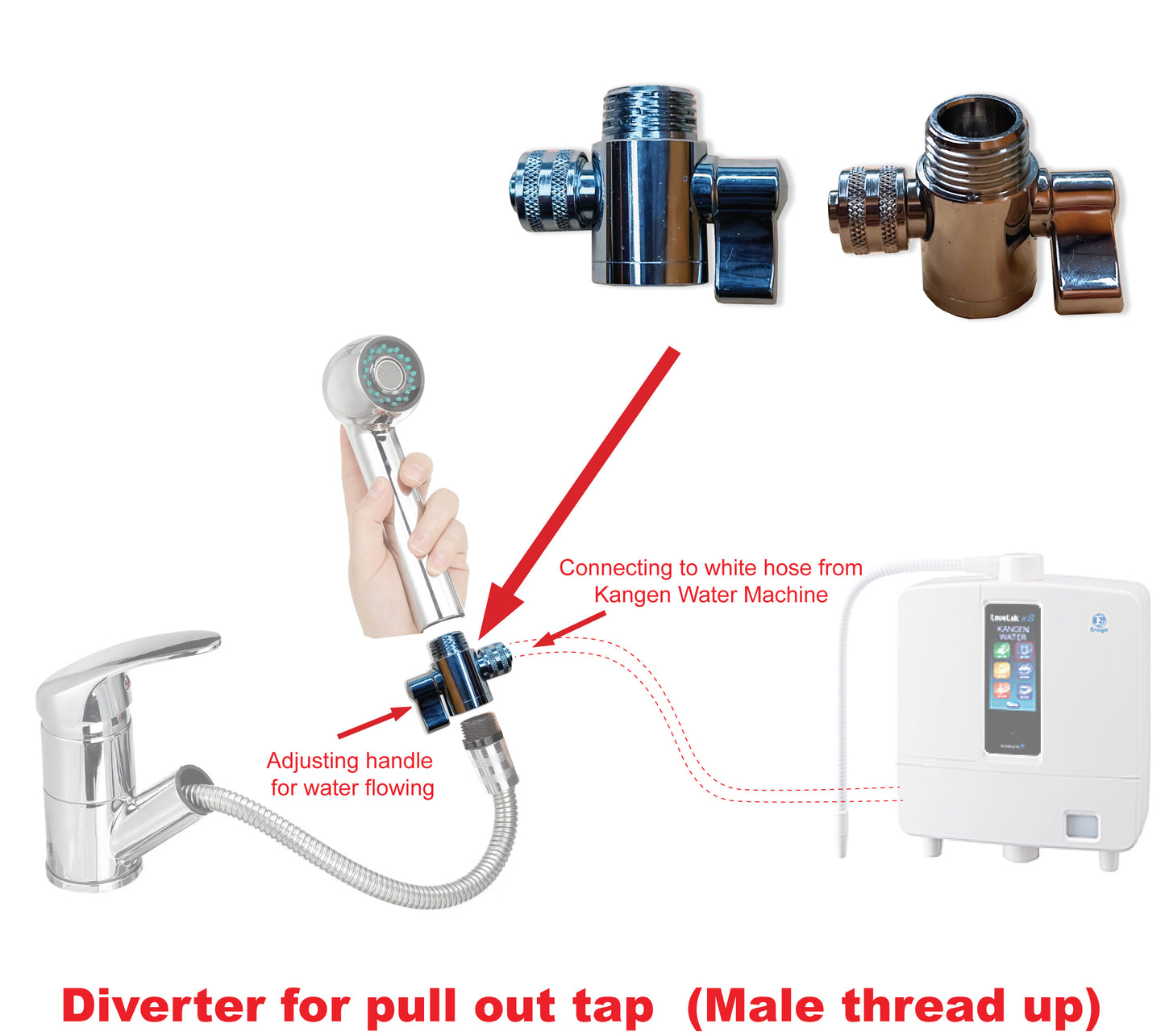 Enagic Kangen Water , Diverters for pull up tap - Male Thread Up