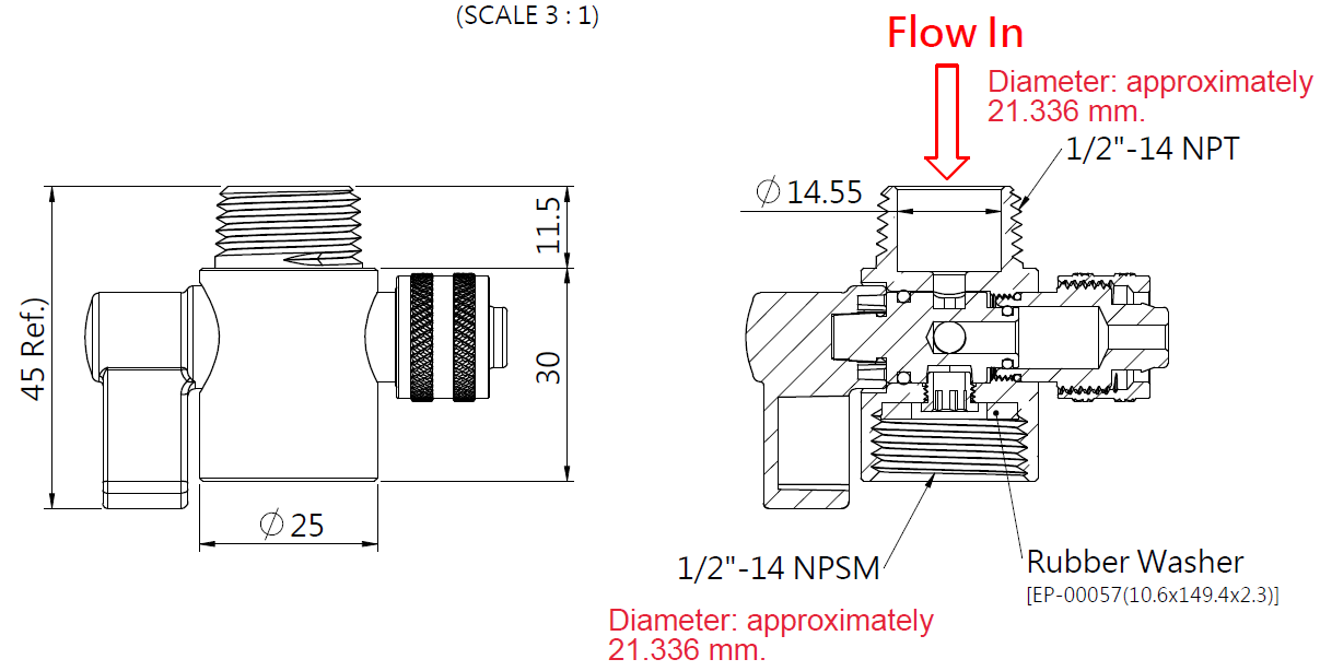 Enagic Kangen Water , Diverters for pull up tap - Male Thread Up
